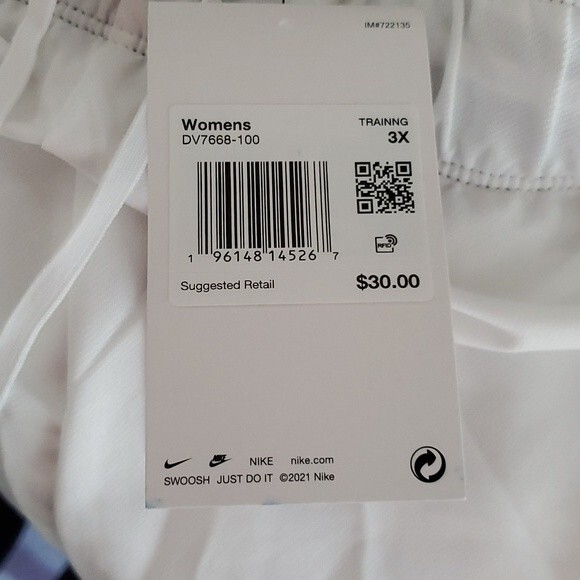 NWT NIKE DRI-FIT ATHLETIC TRAINING SHORTS SIZE 3X ELASTIC WAIST POCKETS WHITE - Picture 5 of 7